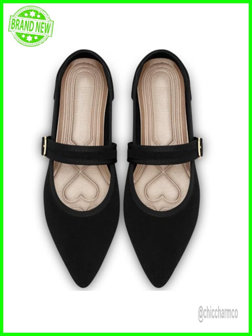 Mary Jane Ballet Flats Pointed Toe Memory Foam Cushioned Dressy